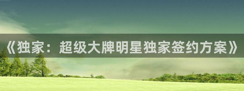 《独家：超级大牌明星独家签约方案》